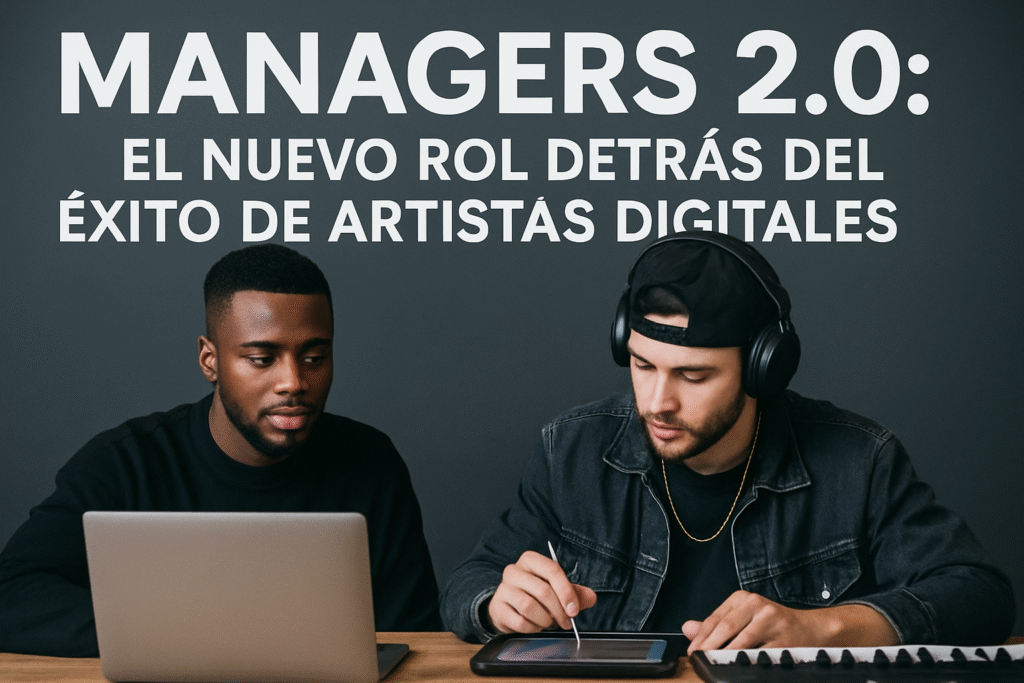 Manager urbano moderno trabajando con artista en un entorno digital